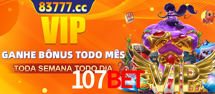 Banner promocional do 107bet oferecendo 100% de recompensas adicionais contínuas para quem fizer o login diário (Daily sign-in), com um mascote de coelho.