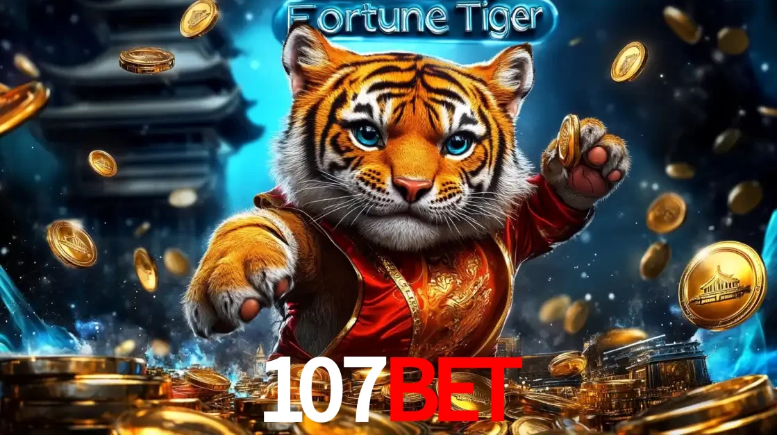 Imagem promocional do jogo de slot Fortune Tiger, com um tigre majestoso em traje tradicional cercado por uma fortuna em moedas de ouro, disponível agora no cassino 107bet.